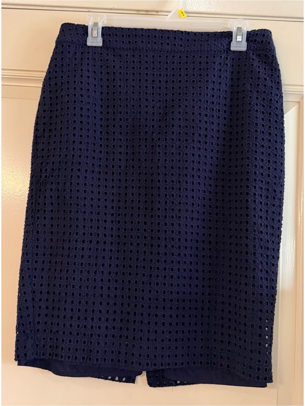 LOFT Navy Eyelet Pencil Skirt